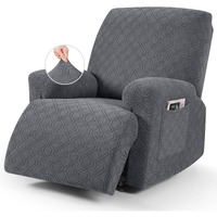Vansofy Recliner Chair Cover, 3-Pieces Stretch Recliner Covers For Recliner Chair Soft Reclining Chair Slipcover Furniture Protector For Dogs Cats(Dark Gray)