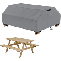 Startwo Waterproof Picnic Table Cover Outdoor Patio Table Bench Covers For 6 Ft Picnic Table Bench Set Windproof 70 / 72 Inch,Grey