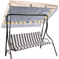 Glicraft Led Lighted Porch Swing Canopy Replacement Waterproof Swing Top Cover Led Swing Canopy Replacement Canopy Sun Shade Awning Cover Outdoor Patio Swing Canopy (Beige,77 X 49 Inch)