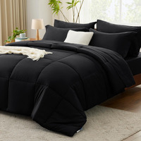 Cozylux Queen Comforter Set - 7 Pieces Bed In A Bag Set Black Queen, Complete Bedding Sets Bed Set For All Season With Comforter, Flat Sheets, Fitted Sheet, Pillowcases & Shams