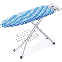 Bktd Ironing Board, Heat Resistant Cover Iron Board With Steam Iron Rest, Non-Slip Foldable Ironing Stand. Heavy Sturdy Metal Frame Legs Iron Stand(13 * 34 * 53 Inches) (Blue White)