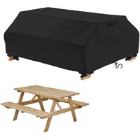 Startwo Waterproof Picnic Table Cover Outdoor Patio Table Bench Covers For 8 Ft Picnic Table Bench Set Windproof 96 Inch Black