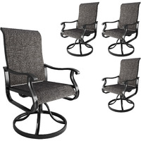 Amopatio Patio Swivel Chairs Set Of 4, Outdoor Swivel Rocker Dining Chairs With All Weather Textilene High Back & Metal Frame, For Backyard Deck Lawn, Dark Grey