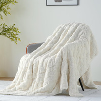 Uttermara Sherpa Fleece Weighted Blanket Full Size(15Lbs, 48"" X 72"", Cream White), 3D Jacquard Checkered Warm Sherpa Heavy Blanket For Adults, Soft Fuzzy Weighted Blankets For Couch Bed Sofa