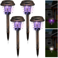 4 Pcs Solar Bug Zapper Waterproof Outdoor Mosquito Zapper Mosquito Killer And Lighting Mosquito Repellent Lamp For Indoor Outdoor Use Garden Patio, Purple And White Light (Silver, Stainless Steel)