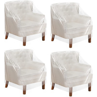 Tudomro 8 Pcs Outdoor Plastic Chair Cover Waterproof Armchair Cover Clear Dust Proof Plastic Couch Cover For Furniture Sofa Chair Couch Recliner Furniture Storage And Moving, 37 X 30 X 30 Inch