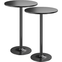 Furmax Bistro Pub Table 2 Pack Round Bar Height Cocktail Table Metal Base Mdf Top Obsidian Table With Black Leg 23.8-Inch Top, 39.5-Inch Height (Black)