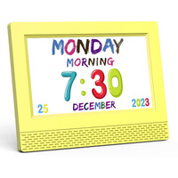 Kids Digital Alarm Clock Colorful, 7"" Large Led Time Display Children's Sleep Trainer, Eye-Caring Digital Clock For Girls Boys Bedrooms Bedside, 17 Alarm Clock Settings Easy To Use Kids Birthday Gift