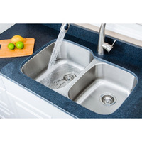 Wells Sinkware Cmu3221-97 32 In. 18 Gauge Undermount 60-40 Double Bowl Stainless Steel Kitchen Sink