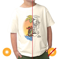 Kids Crew Tee - Pirate Trio - Beige By Delsol For Kids - 1 Pc T-Shirt (3T)