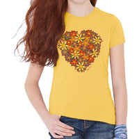 Kids Crew Tee - I Heart Flowers By Delsol For Kids - 1 Pc T-Shirt (Yxl)