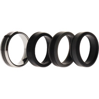 Silicone Wedding Twin Carbon Ring Set - Black-Grey By Roq For Men - 4 X 16 Mm Ring