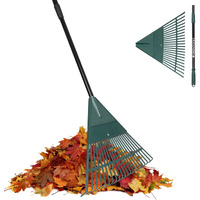Orientools Garden Leaf Rake, Garden Rakes For Lawns Leaves With 42-60"" Adjustable Black Handle Rake, 22 Strong Tines Plastic Head Shrub Rake, Yard Garden Rake For Lawns, Flower Beds Leaves Cleaning