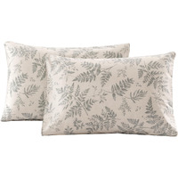 Ecocott 2 Pack Pillowcase Queen Size With Green Botanical Plant Leaves Pattern Pillow Cases Set, 100% Cotton Queen Pillow Covers Envelope Closure (Queen, 20""X30"")