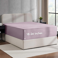 Nestl Grayish Purple California King Fitted Sheet Extra Deep Pocket, Hotel Luxury Cal King Fitted Sheet Only Easily Fits 18 To 24 Inch Mattress, Super Soft, Wrinkle-Free, Breathable With Corner Straps