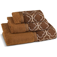 Zahari Home Spindle Modern Bathroom Towel Set 3 Piece Towel Bath Towel, Hand Towel And Wash Towel Classic Luxury Contemporary Decor Beautiful Bath Ensemble Gold Unique Design Bath Towel Sets