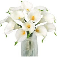 Letjolt Artificial Calla Lily White Flowers 12Pcs Fake Flower Bouquet For Home Decoration Wedding Party Decor, Yellow White