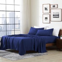 Cathay Home Essentials Ultra Soft Hypoallergenic Wrinkle Resistant Double Brushed Microfiber Bedding Sheet Set, Royal Blue, King