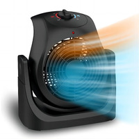 Lifeplus 2 In 1 Heater Fan Combo, Portable Cooling Desk Fan, Air Circulator Fan 45 Tilt, 2 Wind Speeds, 1500W Overheat Protection Personal Small Floor For Home Office Black