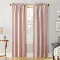Sun Zero Easton Energy Saving Blackout Rod Pocket Curtain Panel, 40"" X 84"", Blush Pink