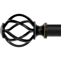 Voiiy Curtain Rods For Windows 66 To 120 Inch(5.5-10 Feet),3/4"" Diameter Black Drapery Rods With Twisted Cage Finials,Size:36-120 Inch