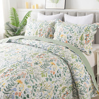 Honeilife Floral Quilt King Size - 3 Pieces Microfiber Quilt Sets Lightweight Bedspreads Wildflower Coverlets Retro Bed Cover King Quilt Bedding Set All Season Quilts
