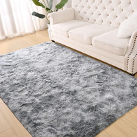 Terrug Fluffy Area Rugs For Living Room Bedroom, 6X9 Feet Tie-Dyed Grey Shag Large Rug Fuzzy Throw Carpet, Anti-Skid Modern Indoor Shaggy Rug For Boy Girls Kids Nursery Room Dorm Home Decor