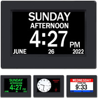 Ainftime Clock With Day And Date For Elderly-3 Colors Display Digital Calendar Alarm Clock Dementia Alzheimers Clock With Extra Large Display (7In Black)