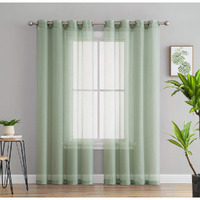 Hlc.Me 2 Piece Semi-Sheer Voile Window Curtain Grommet Panels For Bedroom & Living Room - (54"" W X 84"" L, Sage Green)
