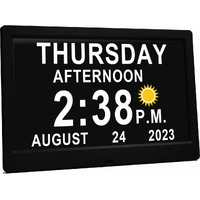 Massii 11.5 Inch Large Digital Clock With Auto Dst And Sun Moon Icons, Custom Reminders And Calendar Clock, Day Date Clock For Seniors Dementia Alzheimers' Clock With Remote Control