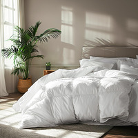 Serta Goose Feather Down Fiber Cotton Comforter King Size - 100% Cotton Down Duvet Insert - Hotel Luxury Hypoallergenic Bedding Comforter All Season Medium Warmth 106 X 90 Inch White