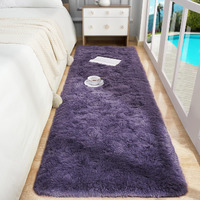 Foxmas Runner Rug For Bedroom 2X6 Feet, Soft Fluffy Hallway Rugs With Non-Slip Bottom Shag Bedside Rug For Kids Girls Room Plush Shaggy Dorm Rug Home Decor Carpet, Purple Grey