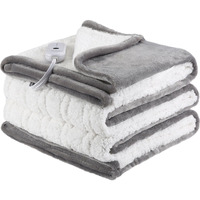 Estingo Electric Blanket Twin Size - 62""X84"" Twin Heated Blanket With 5 Heating Levels, Heating Blanket With 10H Auto-Off Overheating Protection For Bedroom Office Couch, Light Gray