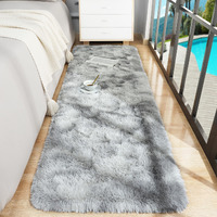 Foxmas Runner Rug For Bedroom 2X6 Feet, Soft Fluffy Hallway Rugs With Non-Slip Bottom Shag Bedside Rug For Kids Girls Room Plush Shaggy Dorm Rug Home Decor Carpet, Light Grey
