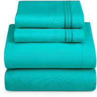 Hearth & Harbor King Size Sheets - 4 Piece Bed Sheet Set, Hotel Luxury Double Brushed Bed Sheets - Extra Soft Bedding Sheets & Pillowcases, King, Teal