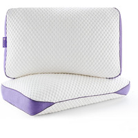 Homelab Adjustable Shredded Memory Foam Pillows Queen Size, Cooling Bed Pillows For Sleeping With Removable Cover, Medium Pillows For Side Stomach & Back Sleepers, 2 Packs 20""X28""