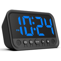 Small Led Digital Clock For Bedroom, Loud Alarm Clock For Heavy Sleepers Adults, Teens | Plug-In Electric Desk Clock | Simple Bedside Nightstand Clock With Adjustable Volume/Brightness/Snooze - Blue