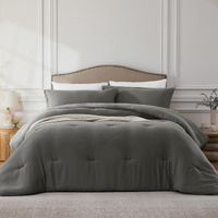 Quataly Queen Comforter Sets Grey,3Pcs Soft Lightweight Breathable Bedding Comforter Sets For All Season, Queen Size(90''  90'' Comforter & 2 Pillowcases)