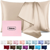 Silk Pillow Cases Mulberry Silk Pillow Cases Both Sided Natural Silk Pillowcase With Zipper Beauty Sleep Silk Pillow Cases 1Pc (Standard, Champagne)