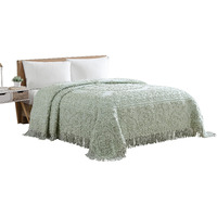 Beatrice Home Fashions Medallion Chenille Bedspread, King, Sage