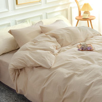Nexhome Pro Duvet Cover Set Kids Twin Size Linen Look Textured Organic Natural 100% Washed Cotton Duvet Cover Beige 2 Pieces Bedding Set With Zipper Closure, Breathable, Soft (No Comforter)