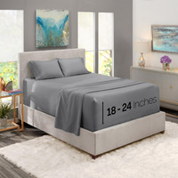 Nestl Extra Deep Pocket Sheets - Fits Mattress 18-24 Inches Deep, Extra Deep Pocket King Size Sheets Sets, 4 Piece King Size Sheets, King Sheets Deep Pocket, Grey Sheets