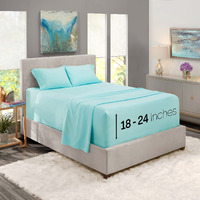 Nestl Extra Deep Pocket Sheets - Fits Mattress 18-24 Inches Deep, Extra Deep Pocket King Size Sheets Sets, 4 Piece King Size Sheets, King Sheets Deep Pocket, Light Baby Blue Sheets