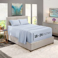 Nestl Extra Deep Pocket Sheets - Fits Mattress 18-24 Inches Deep, Extra Deep Pocket Queen Sheets Sets, 4 Piece Queen Size Sheets, Queen Sheets Deep Pocket, Ice Blue Queen