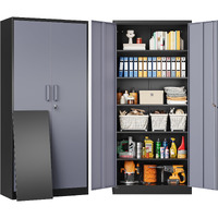 Sisesol Metal Storage Cabinet With 5 Adjustable Shelves,Garage Storage Cabinet With Lock,Metal Cabinets With Locking Doors,71 "" Lockable Tool Cabinets For Home,Office,Shop,Garage
