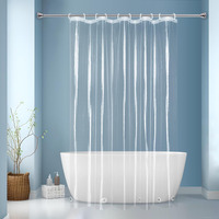 Eurcross Small Extra Long Clear Shower Curtain Liner 60 Inch Wide By 84 Inches Length With 5 Magnet Weights And Hooks, 9G Premium Peva See Through Small Plastic Shower Curtain 60X84