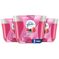 Glade Candle Bubbly Berry Splash, Fragrance Candle Infused With Essential Oils, Air Freshener Candle, 3-Wick Candle, 6.8 Oz, 3 Count