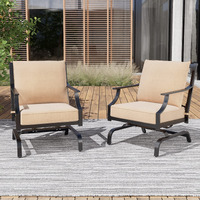 Grand Patio Outdoor Patio Seating - Motion & Stationary Rocker, Padded Cushion Chair Set Of 2, Beige