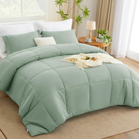 Cozylux King Size Comforter Set - Sage Green Comforter King Size, 3 Pieces Box Stitched Bed Set For All Seasons, Soft Lightweight Bedding Sets With 1 Down Alternative Comforter And 2 Pillow Shams