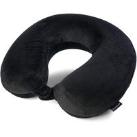 Broosktone Travel Neck Pillow - Lightweight Fleece Casing Extra Comfort Memory Foam - U-Shaped Neck Pillow For Travelling, Black